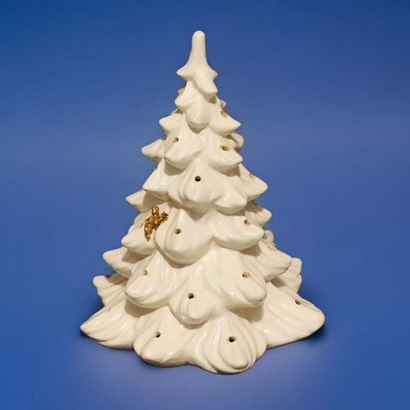 Vintage White Ceramic Christmas Tree Inset Nativity 13" Tall No Base - Picture 5 of 10